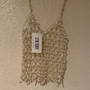 12th Tribe Beaded Cream Camisole